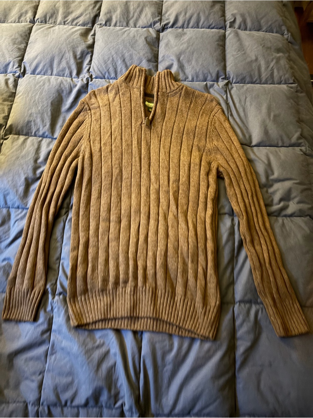 Outdoor Life Men's Brown Ribbed Quarter Zip Pullover